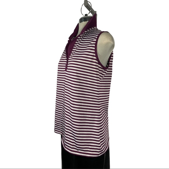 Striped Burgundy and Grey  Colour  Sleeveless Top Size L - Picture 6 of 14